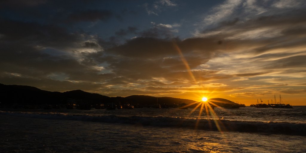 Sunrise behind the mountains, Arraial do Cabo, Brazil